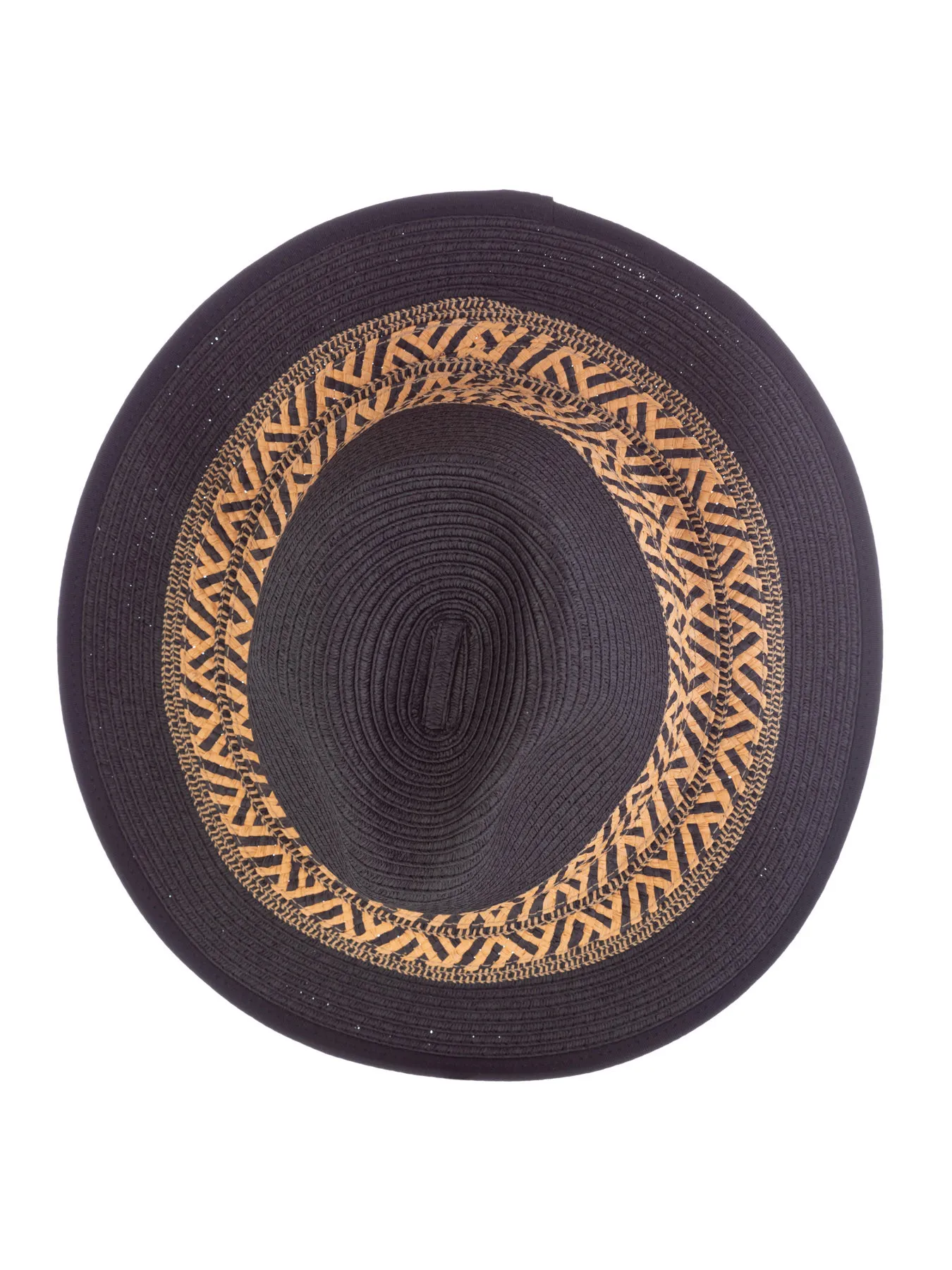 SEEBERGER Crni šešir sa neobičnim printom 