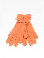 SANTACANA Narandžaste rukavice sa kožnom mašnicom 