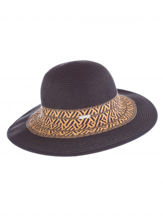SEEBERGER Crni šešir sa neobičnim printom 
