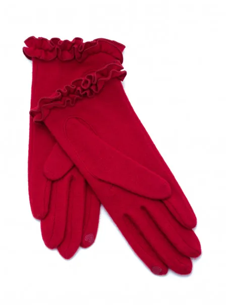 GLOVE STORY Crvene vunene rukavice sa karnerima 