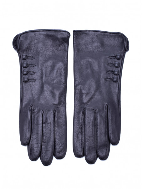 GLOVE STORY Elegantne kožne crne rukavice sa dugmićima 6,5 