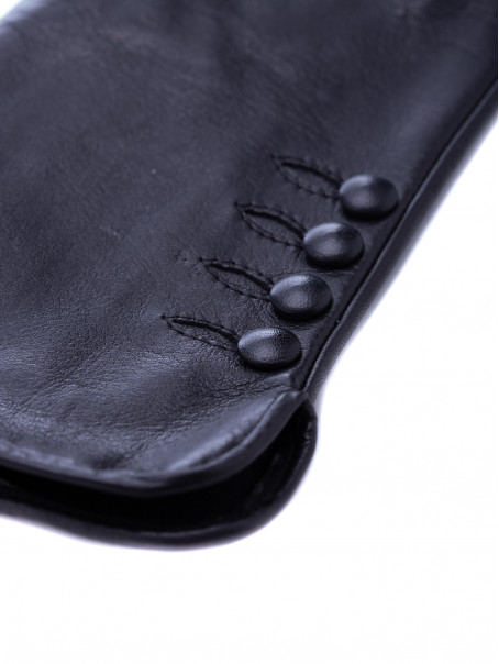 GLOVE STORY Elegantne kožne crne rukavice sa dugmićima 6,5 