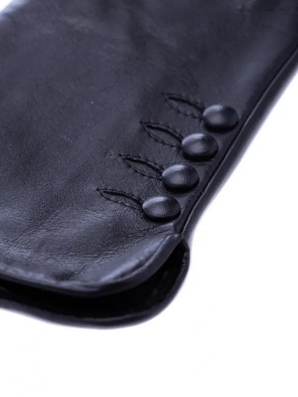 GLOVE STORY Elegantne kožne crne rukavice sa dugmićima 7,5 
