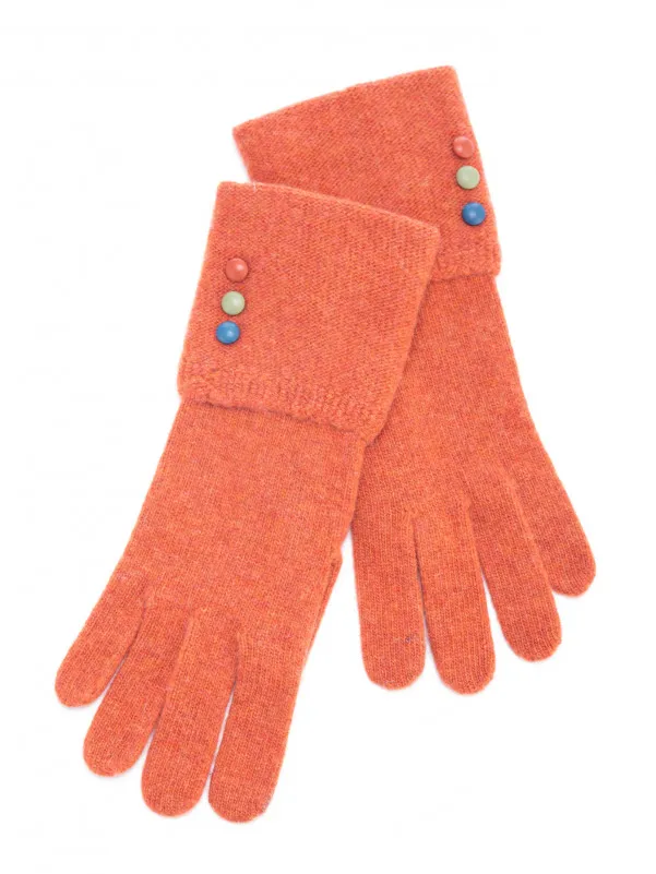 SANTACANA Narandžaste rukavice sa šarenim dugmićima 